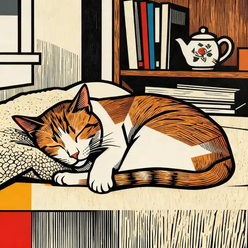 Bauhaus Style interpreted with Woodcut