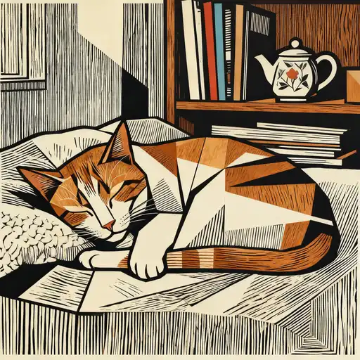 Geometric Abstraction interpreted with Woodcut